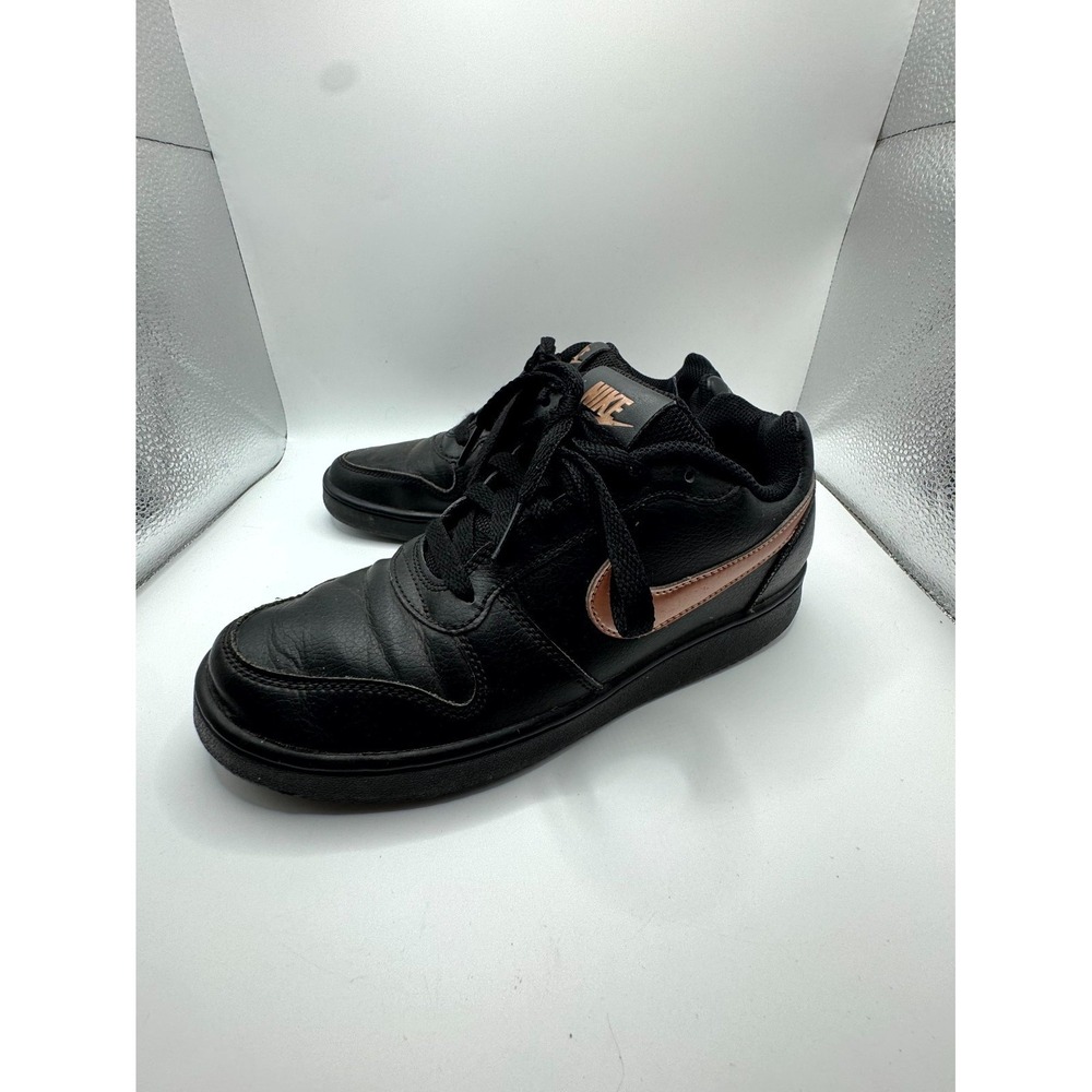 Nike Ebernon Low BV1156-001 Womens 7 Sneaker Black Bronze Leather Lace Up Shoes